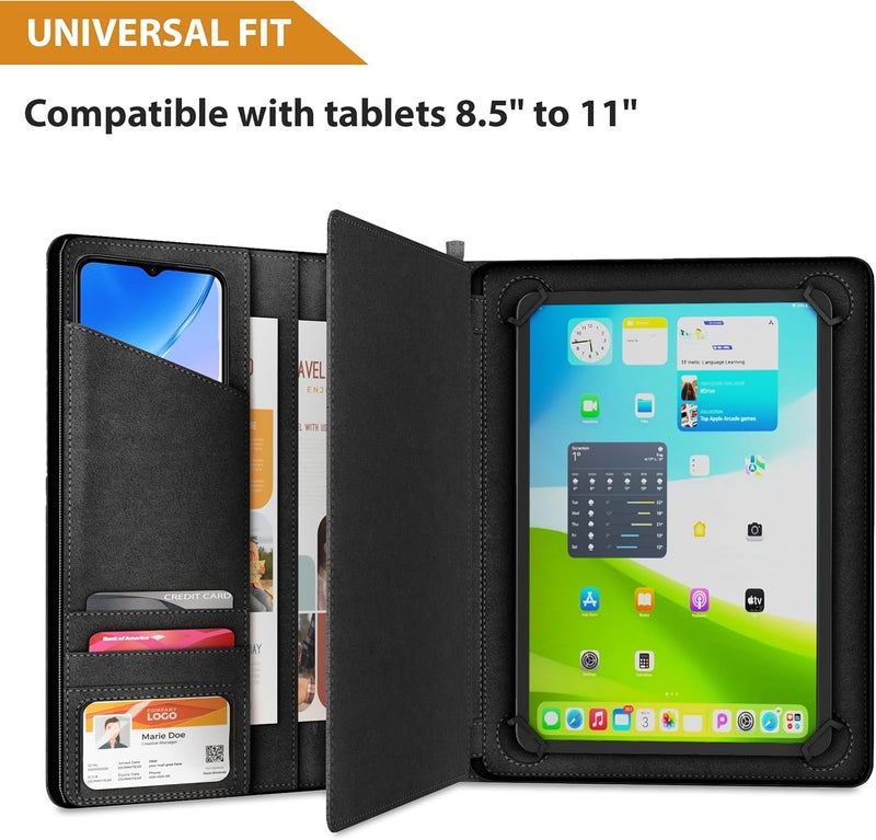KHOMO Universal Padfolio Case – Tablet Portfolio Organizer with Notepad Holder – Compatible with iPad 10th 11th Gen, iPad Pro 11, iPad 7 8 9 10.2 10.9 and 9.7 inches - Image 2